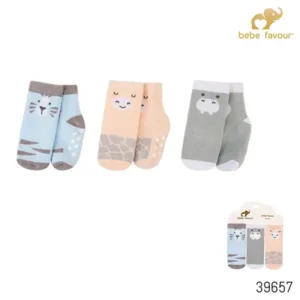 Bebe Favour 3Pair Anti-Skid Terry Cotton Socks