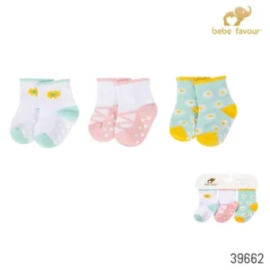 Bebe Favour 3Pair Anti-Skid Terry Cotton Socks
